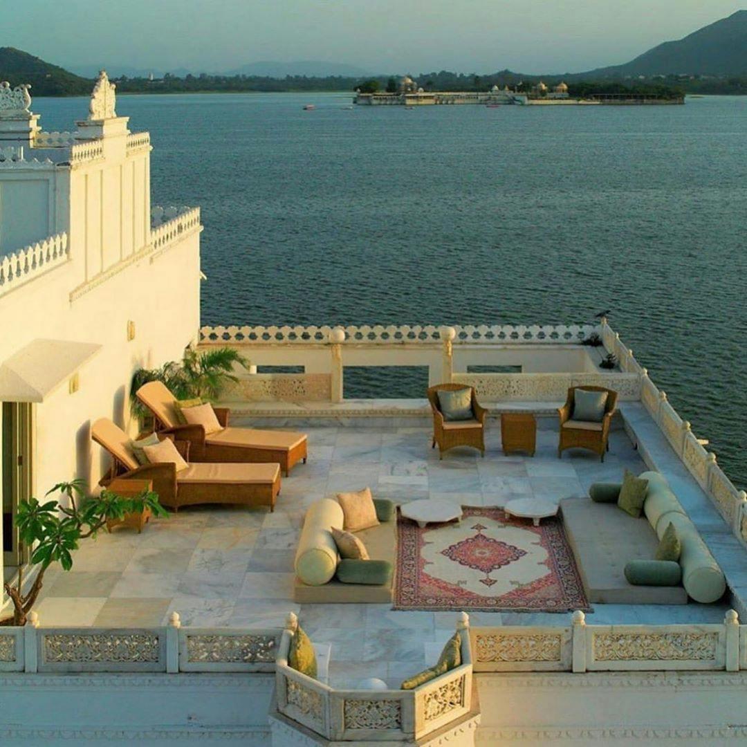 A beautiful terrace with a sea view