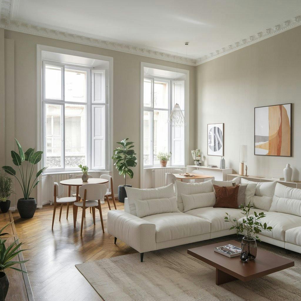 A beautiful white living room