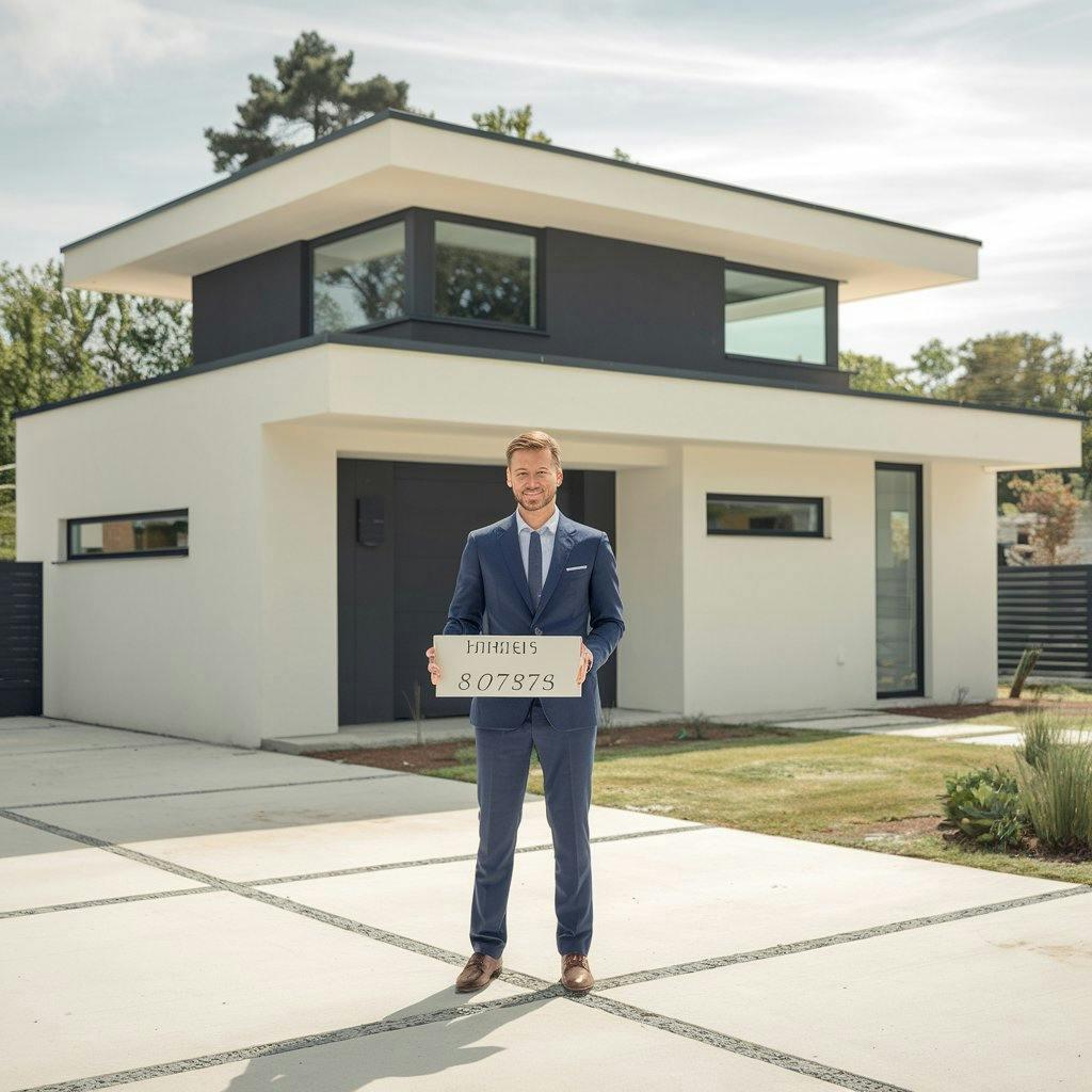 Un homme devant une maison 