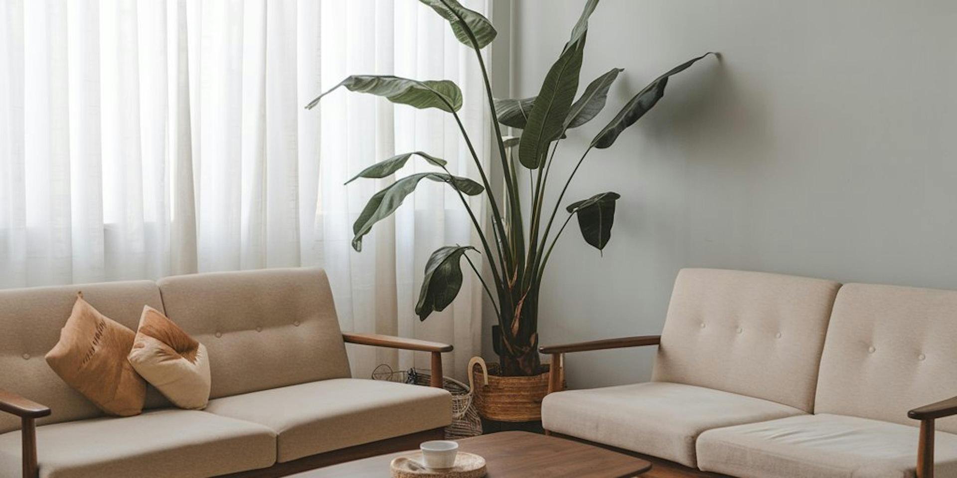 Un séjour bien décoré avec une plante 