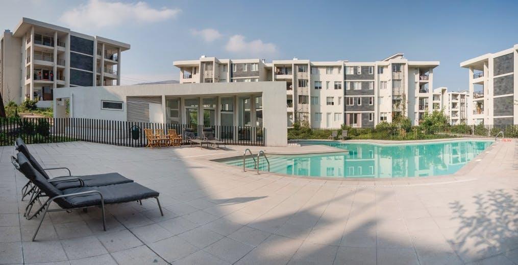 A hotel with a very beautiful pool