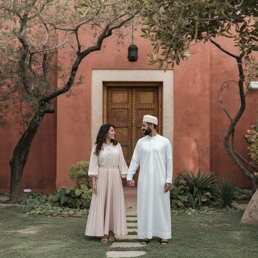 Un homme et une femme devant une porte