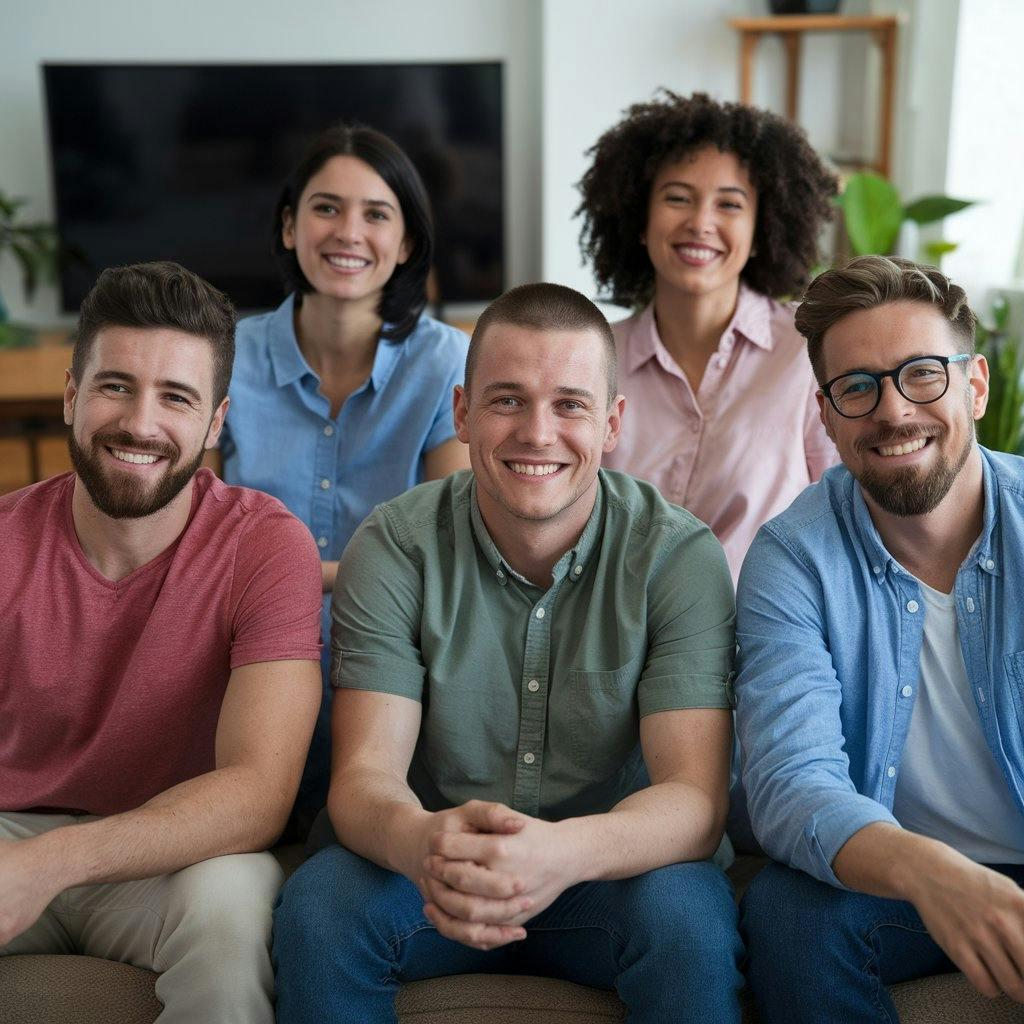 Un groupe d'amis qui sourient 